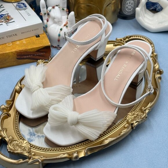🆕 LOEFFLER RANDALL 🧿 NWOT Kimora White Pleated Bow Heel, Sz 6 - Picture 13 of 16